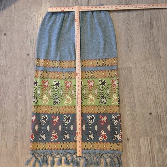 Double D Ranch Womens Linen Cotton Blend Western Aztec Blanket Maxi Skirt Sz Med